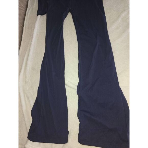NWT Womens Jumpsuit Size L Dark Blue Ruched Square Neck Back Cutout Chic - Picture 4 of 9